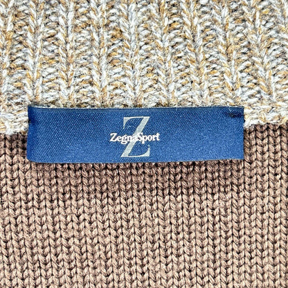 Zegna Sport ゼニア スポーツ ブラウン 杢ウール切替 ドライバーズ ニット セーター ジャケット