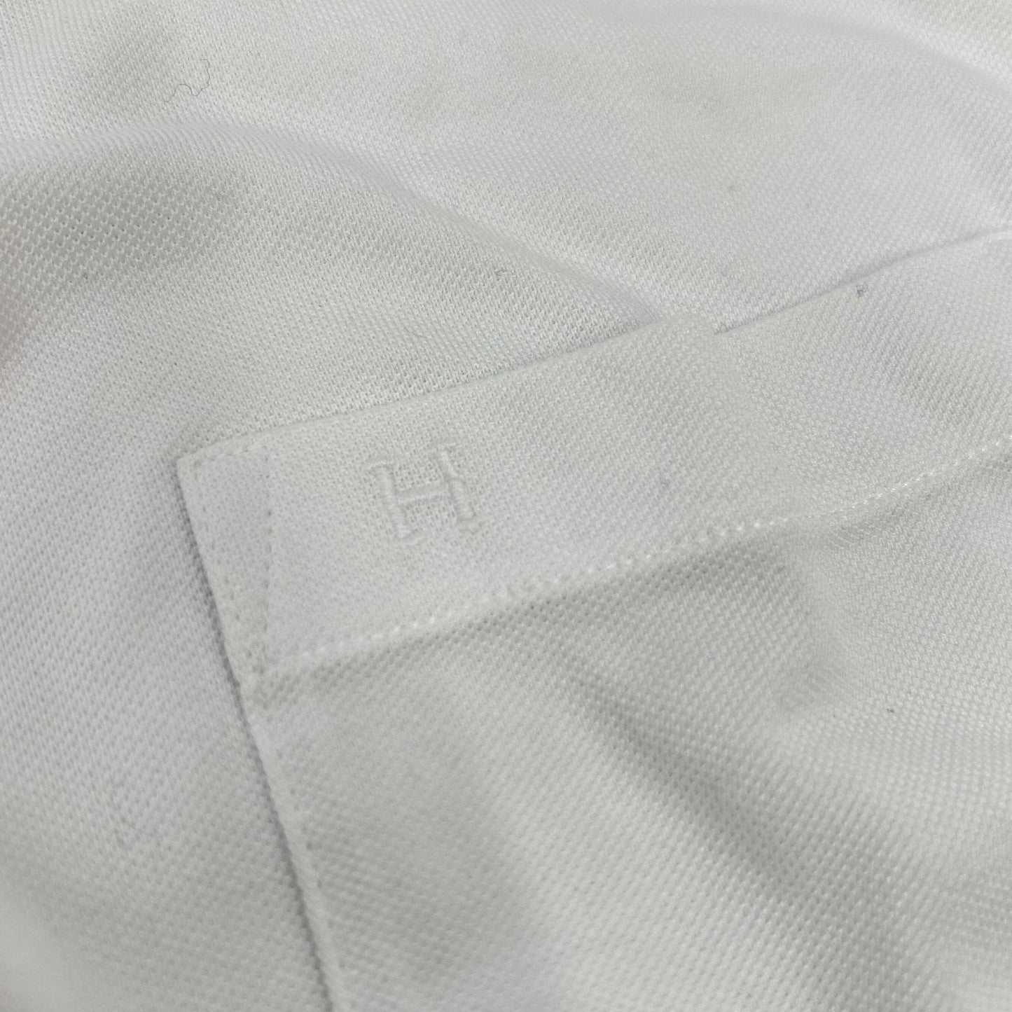 HERMES エルメス ホワイト 胸ポケットH刺繍 鹿の子Tシャツ トップス