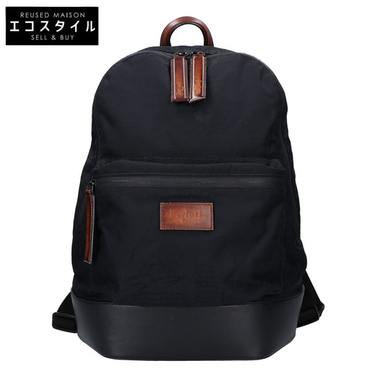 Berluti 2018 Black Volume MM Scritto Leather Nylon Backpack