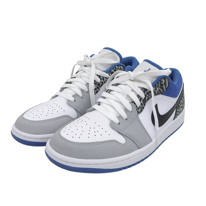 NIKE ナイキ 新品同様 エアジョーダン1 ロー SE トゥルー ブルー スニーカー シューズ メンズ ホワイト/ブルー 26.5cm DM1199-140 シューズ