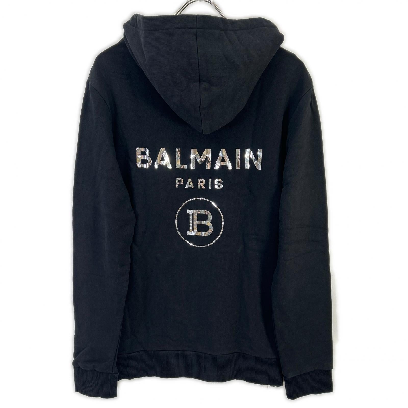 BALMAIN バルマン ブラック 36431340 バックロゴ ダブルジップフーディ トップス
