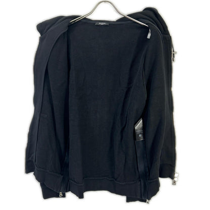 BALMAIN バルマン ブラック 36431340 バックロゴ ダブルジップフーディ トップス