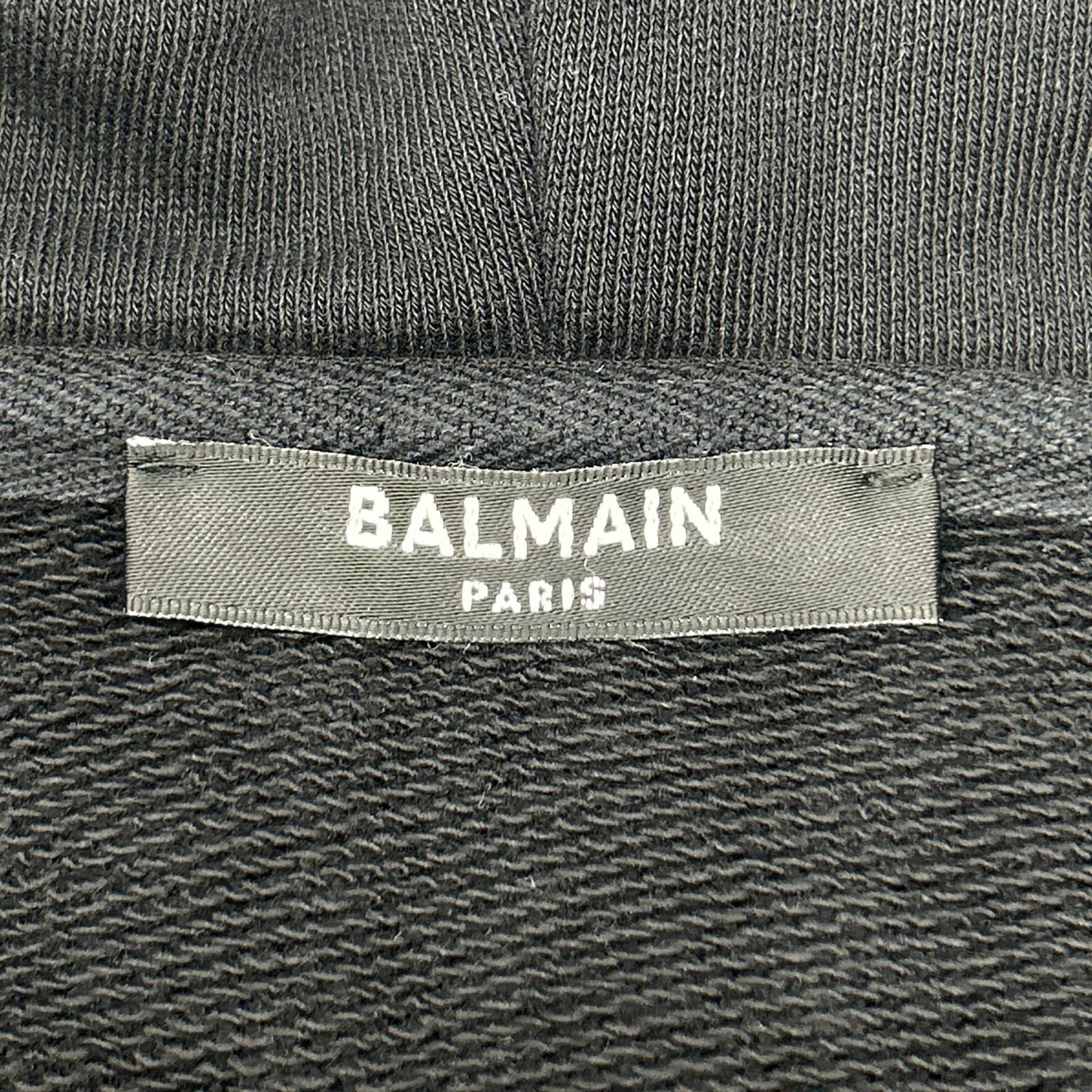 BALMAIN バルマン ブラック 36431340 バックロゴ ダブルジップフーディ トップス