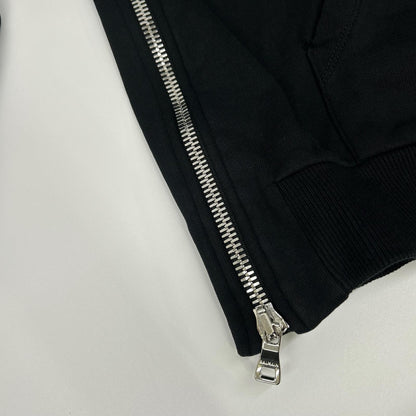 BALMAIN バルマン ブラック 36431340 バックロゴ ダブルジップフーディ トップス