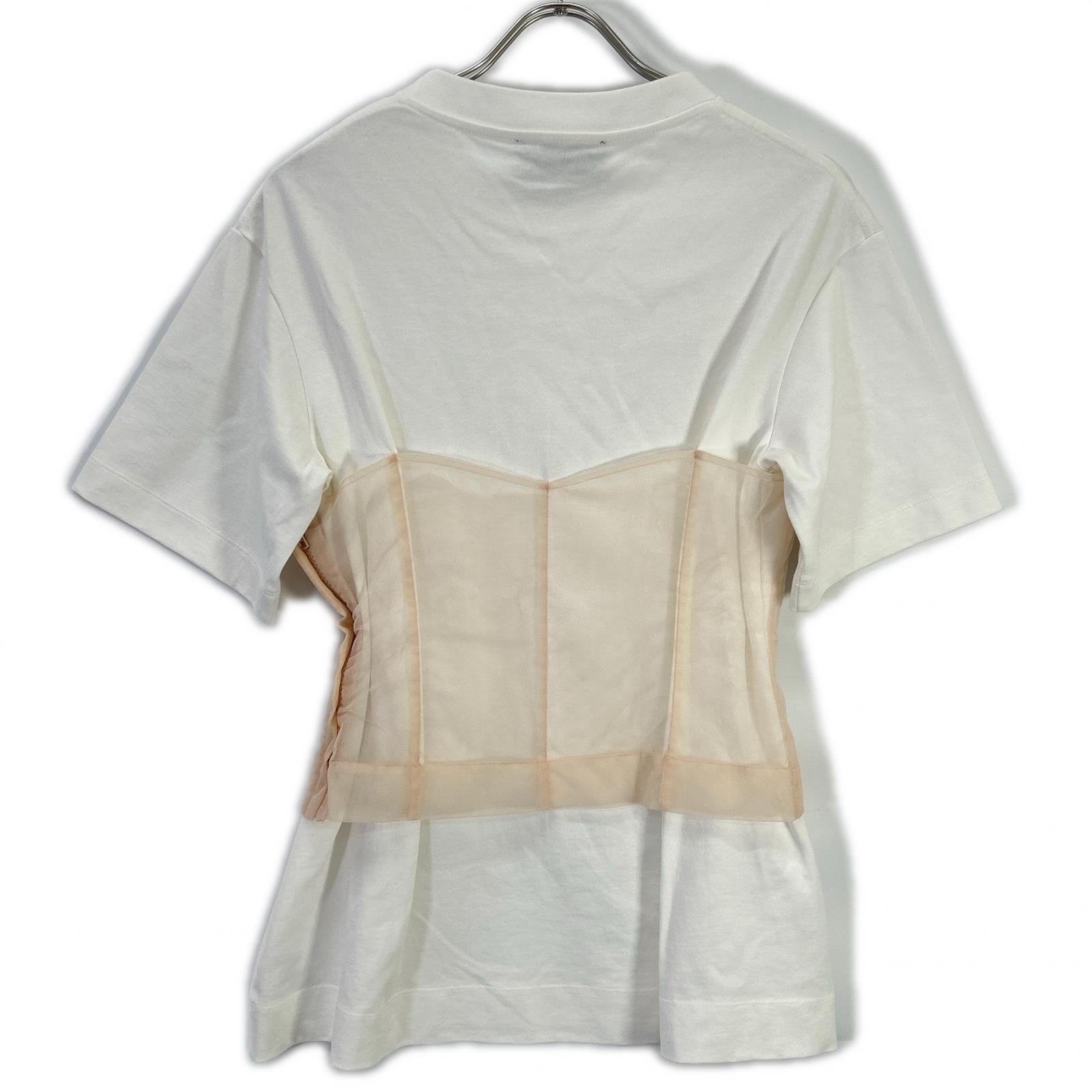 SIMONE ROCHA シモーネロシャ 5282 0562 ホワイト Boxy T-shirt w/Corset トップス