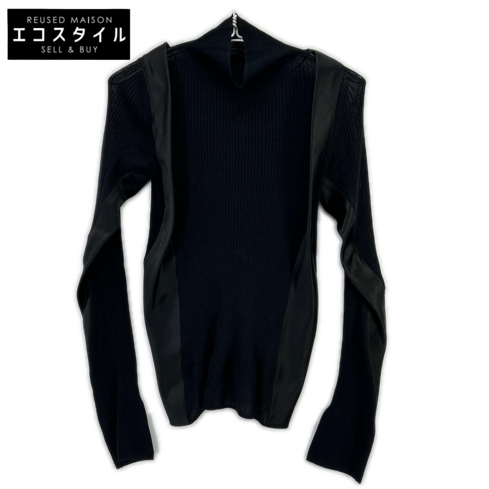 sacai サカイ 24-07233 ブラック 24SS ドッキングリブニットプルオーバー トップス