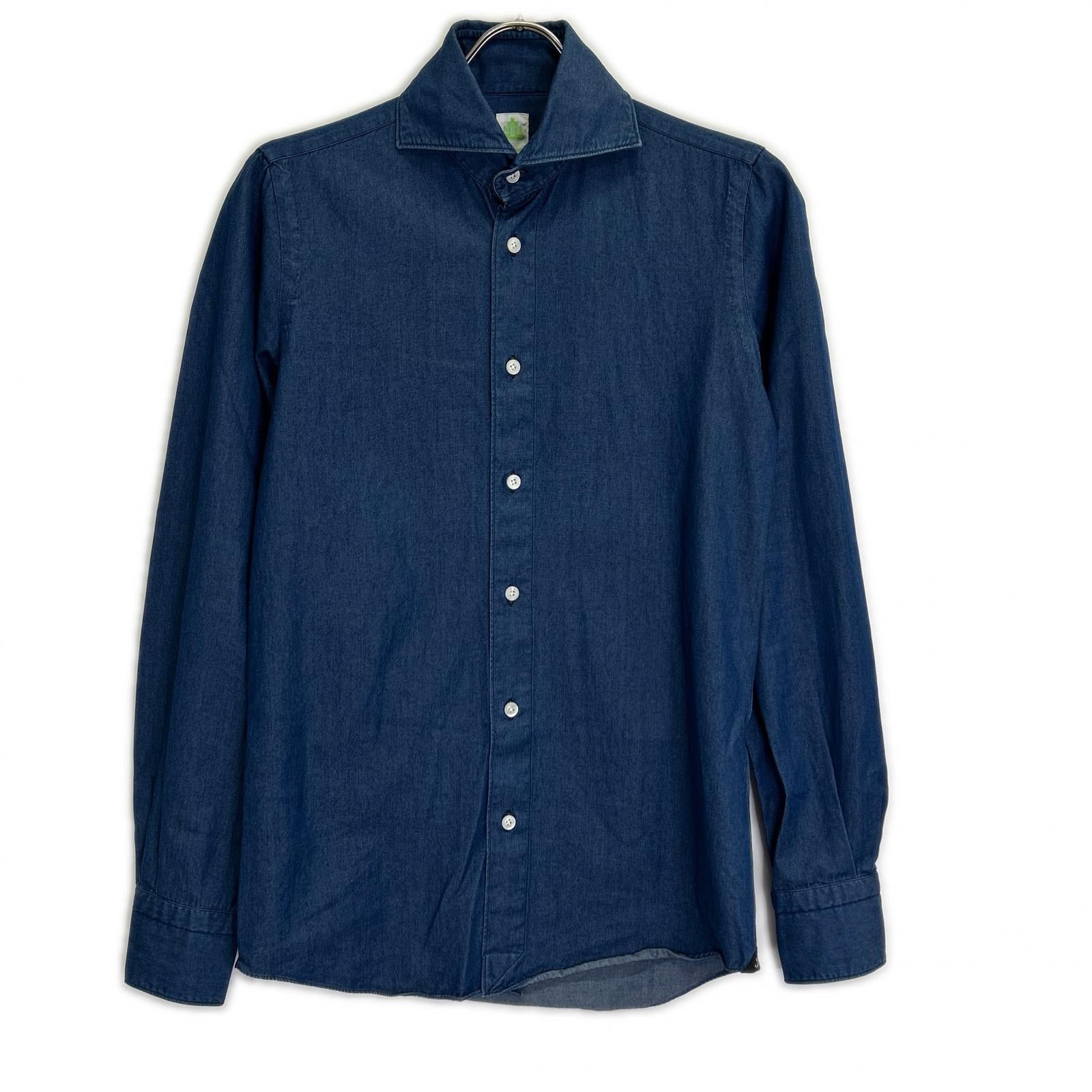 finamore フィナモレ 23481-1 ブルー BALI PIERO カッタウェイ デニムダンガリーシャツ finamore フィナモレ 23481-1 ブルー BALI PIERO カッタウェイ デニム