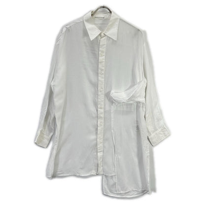 YOHJI YAMAMOTO +NOIR ヨウジヤマモトプリュスノアール ホワイト NR-B02-202 テンセルローン スリッドデザインシャツ トップス