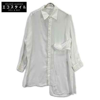 YOHJI YAMAMOTO +NOIR ヨウジヤマモトプリュスノアール ホワイト NR-B02-202 テンセルローン スリッドデザインシャツ トップス