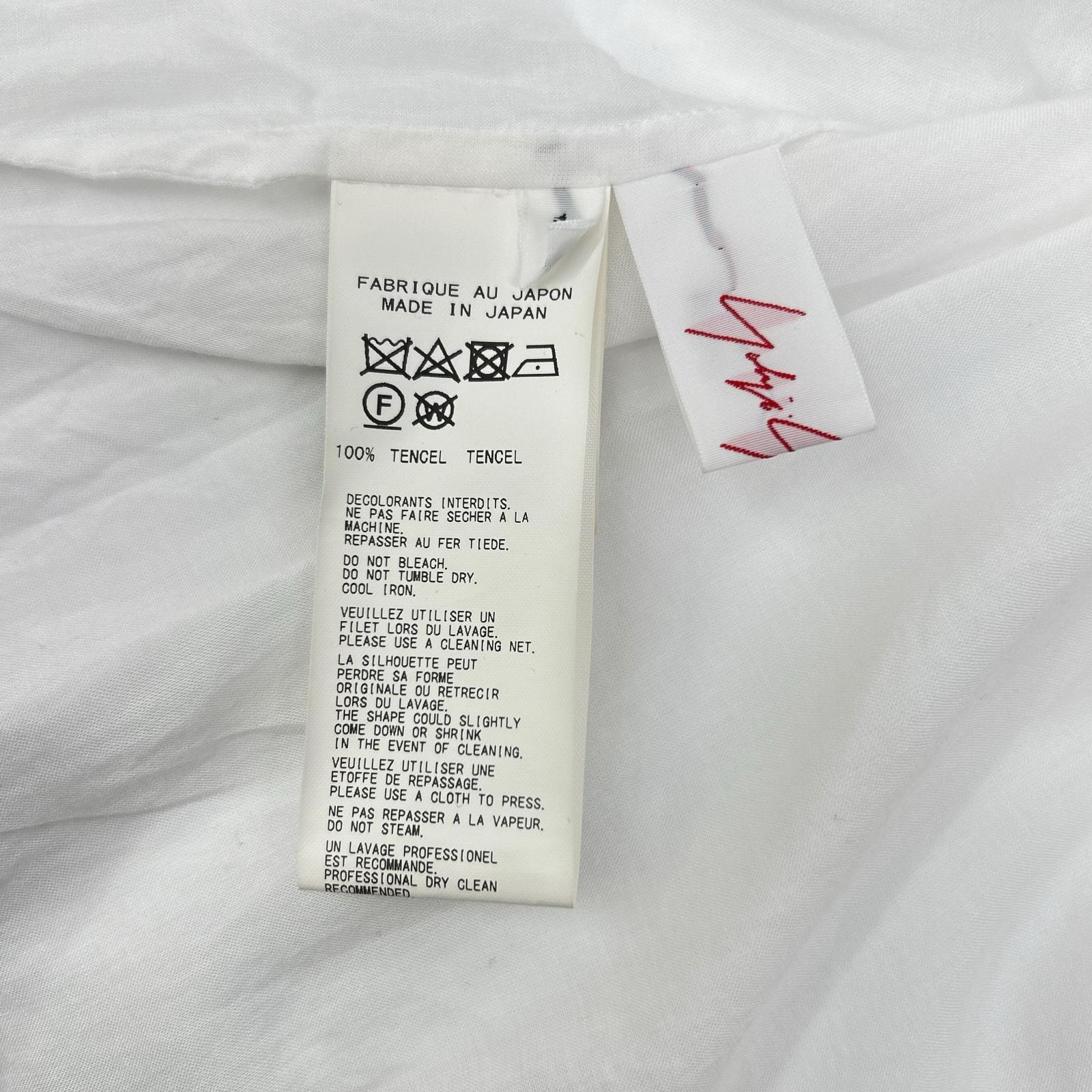 YOHJI YAMAMOTO +NOIR ヨウジヤマモトプリュスノアール ホワイト NR-B02-202 テンセルローン スリッドデザインシャツ トップス