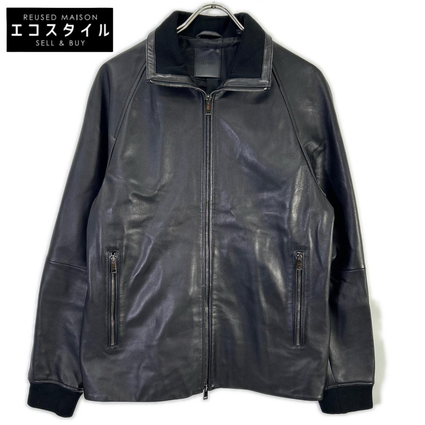 Theory 02-0360001 20AW Black POLISHED NAPPA LANDAN Lamb Leather Blouson Jacket