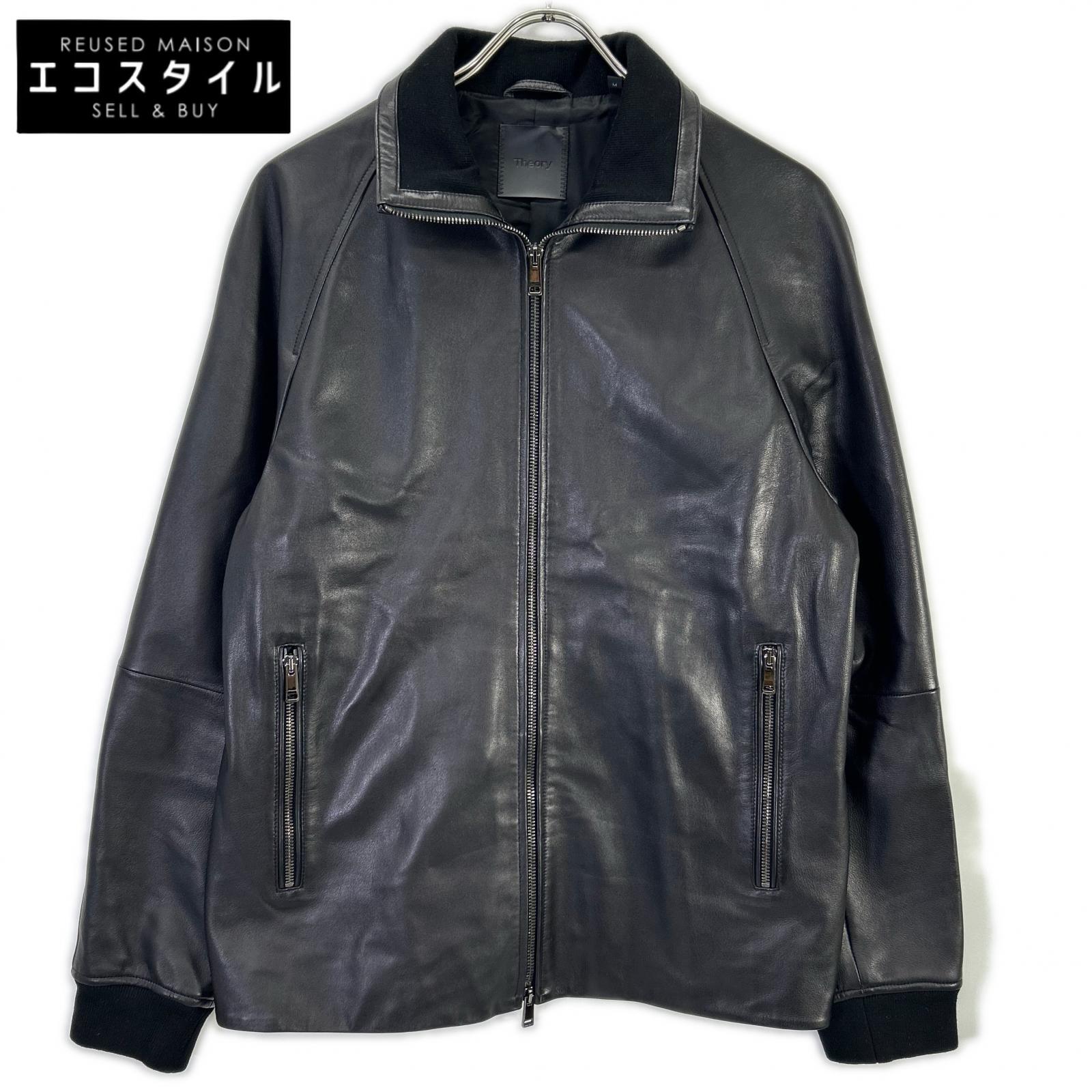 Theory 02-0360001 20AW Black POLISHED NAPPA LANDAN Lamb Leather Blouson Jacket