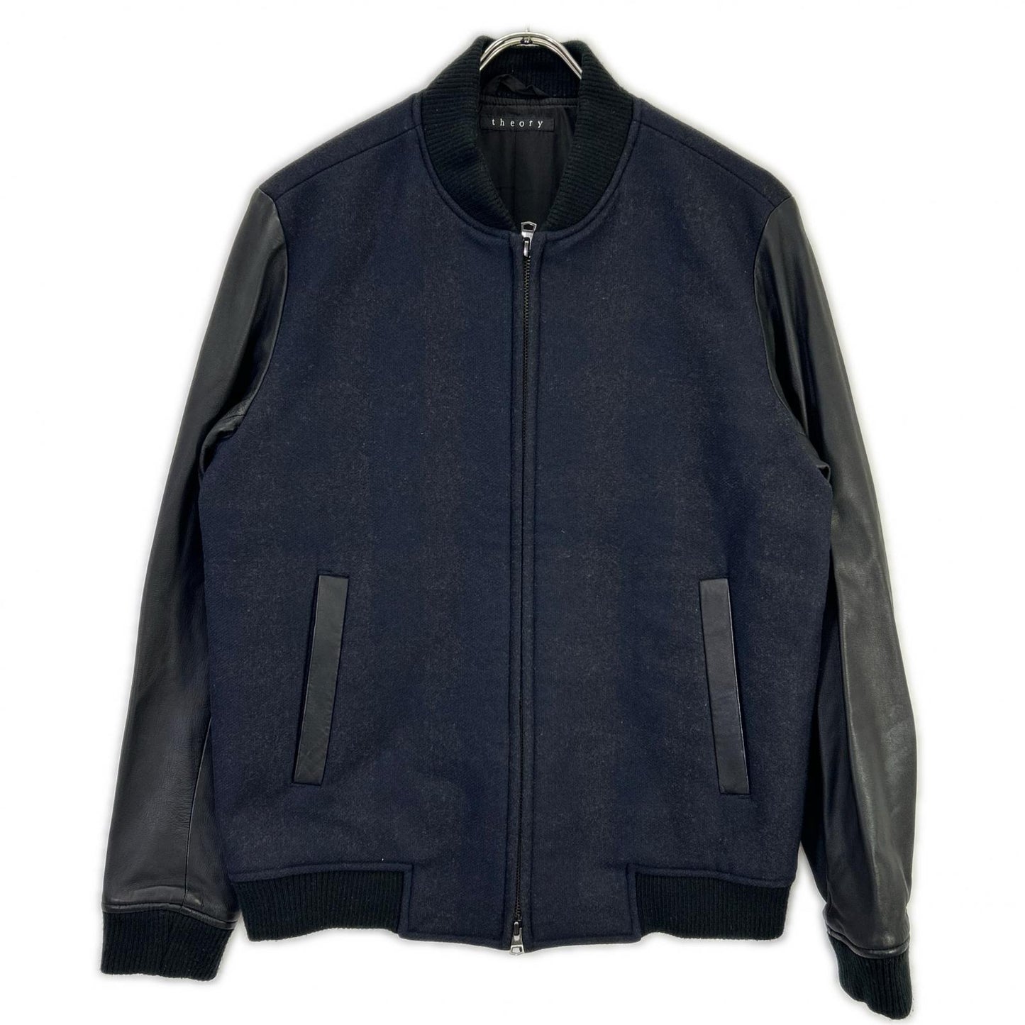 Theory セオリー 02-3405003 ネイビー VOLTER LS KINLOGGH レザー 切替 スタジャン ジャケット