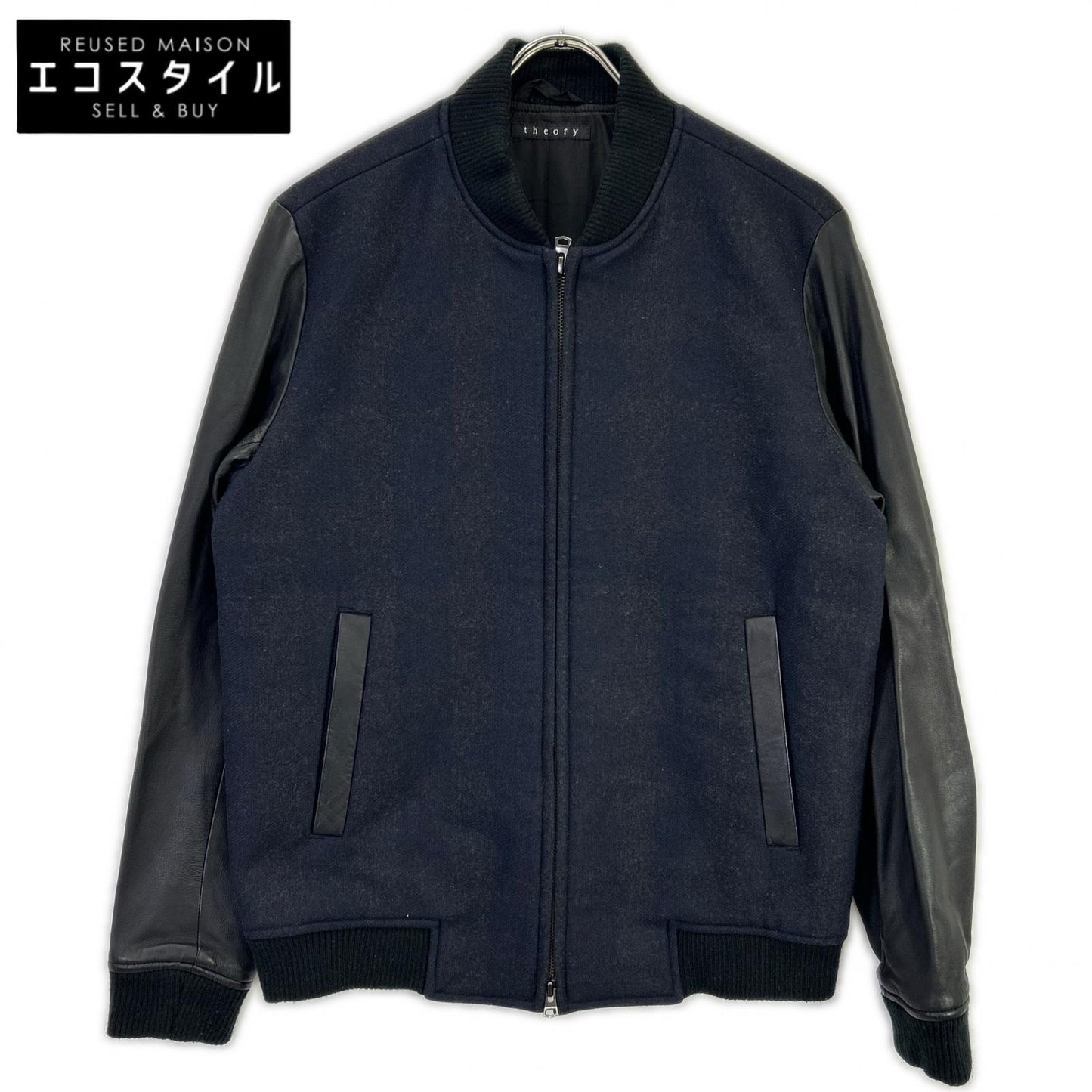Theory セオリー 02-3405003 ネイビー VOLTER LS KINLOGGH レザー 切替 スタジャン ジャケット