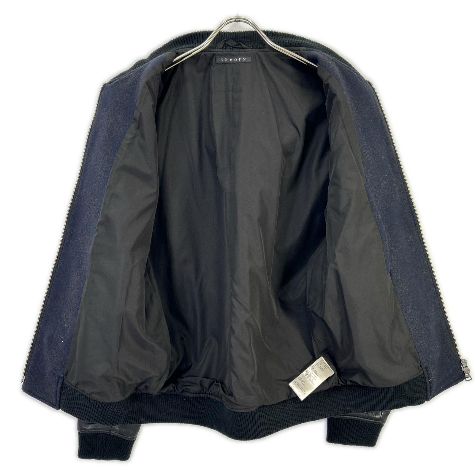 Theory セオリー 02-3405003 ネイビー VOLTER LS KINLOGGH レザー 切替 スタジャン ジャケット