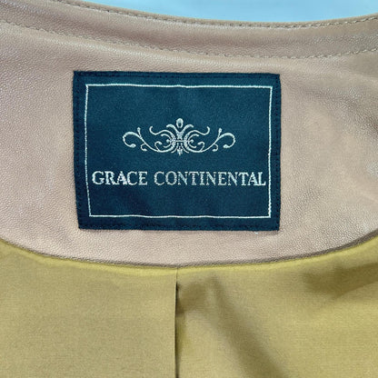 GRACE CONTINENTAL 格蕾丝康蒂娜 01213 04101-00 粉米色 21年 绵羊皮 机车夹克 夹克