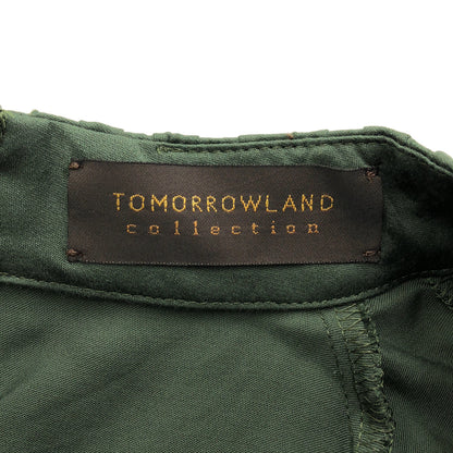 TOMORROWLAND トゥモローランド コレクション 24SS グリーン ウォッシャブル サテン スタンド ギャザー カラー ブラウス トップス