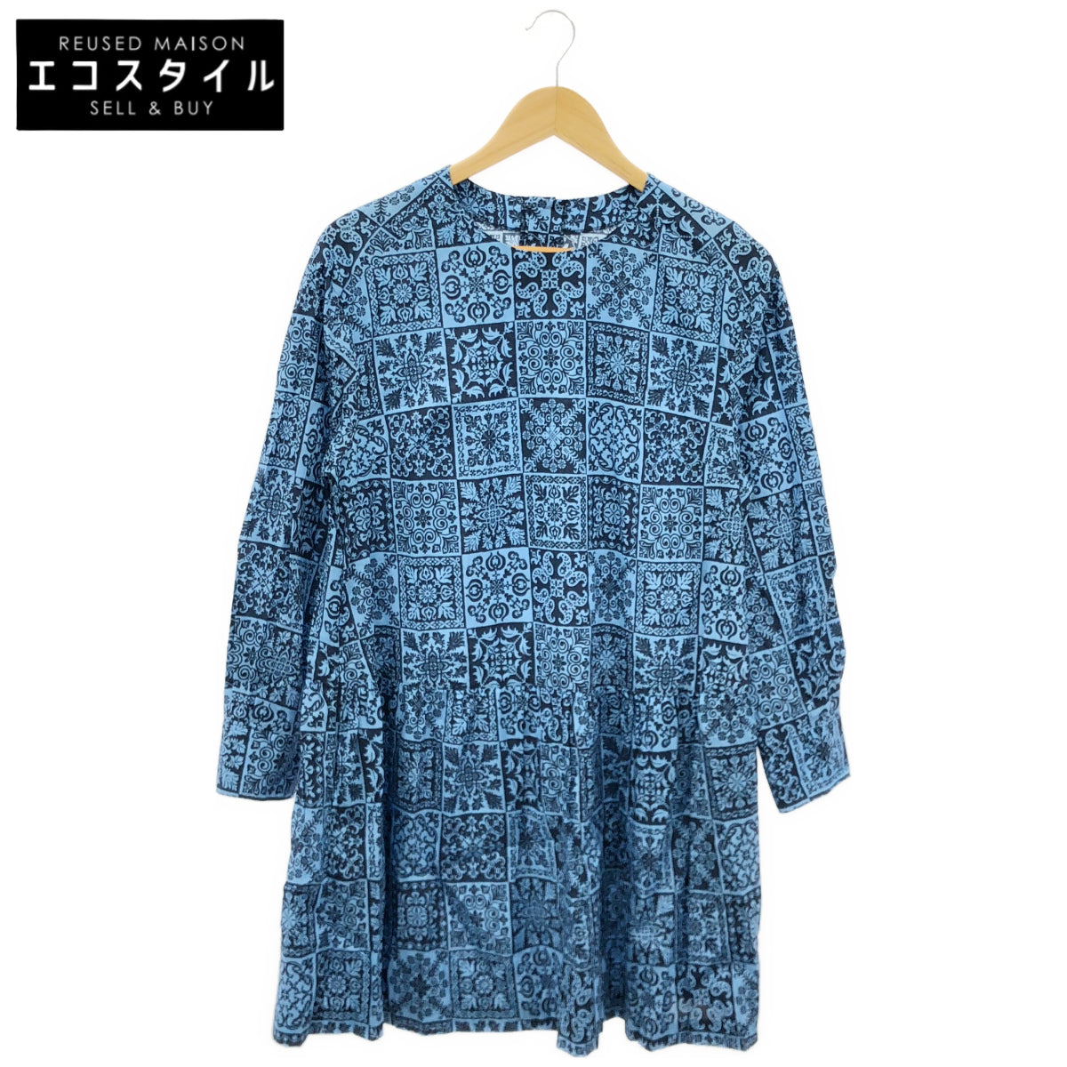 PITCHOUNE Pitchoune D175CFA 707 Blue Nordic-Print Dress Dress