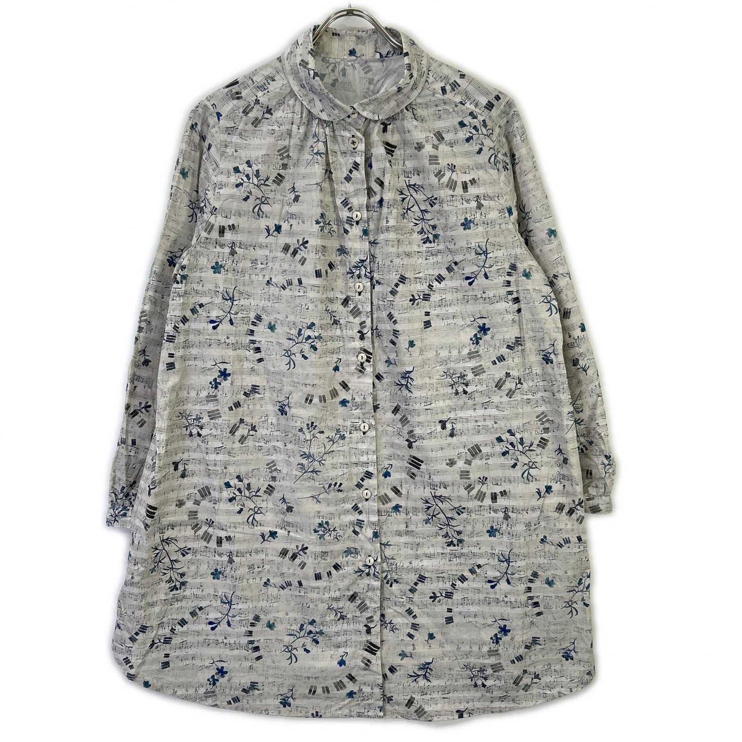 yesterday CROSS イエスタデークロス 【yesterday CROSS】KWYB94709AM グレー 鍵盤と花 フラワー シャツ トップス