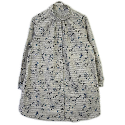 yesterday CROSS イエスタデークロス 【yesterday CROSS】KWYB94709AM グレー 鍵盤と花 フラワー シャツ トップス