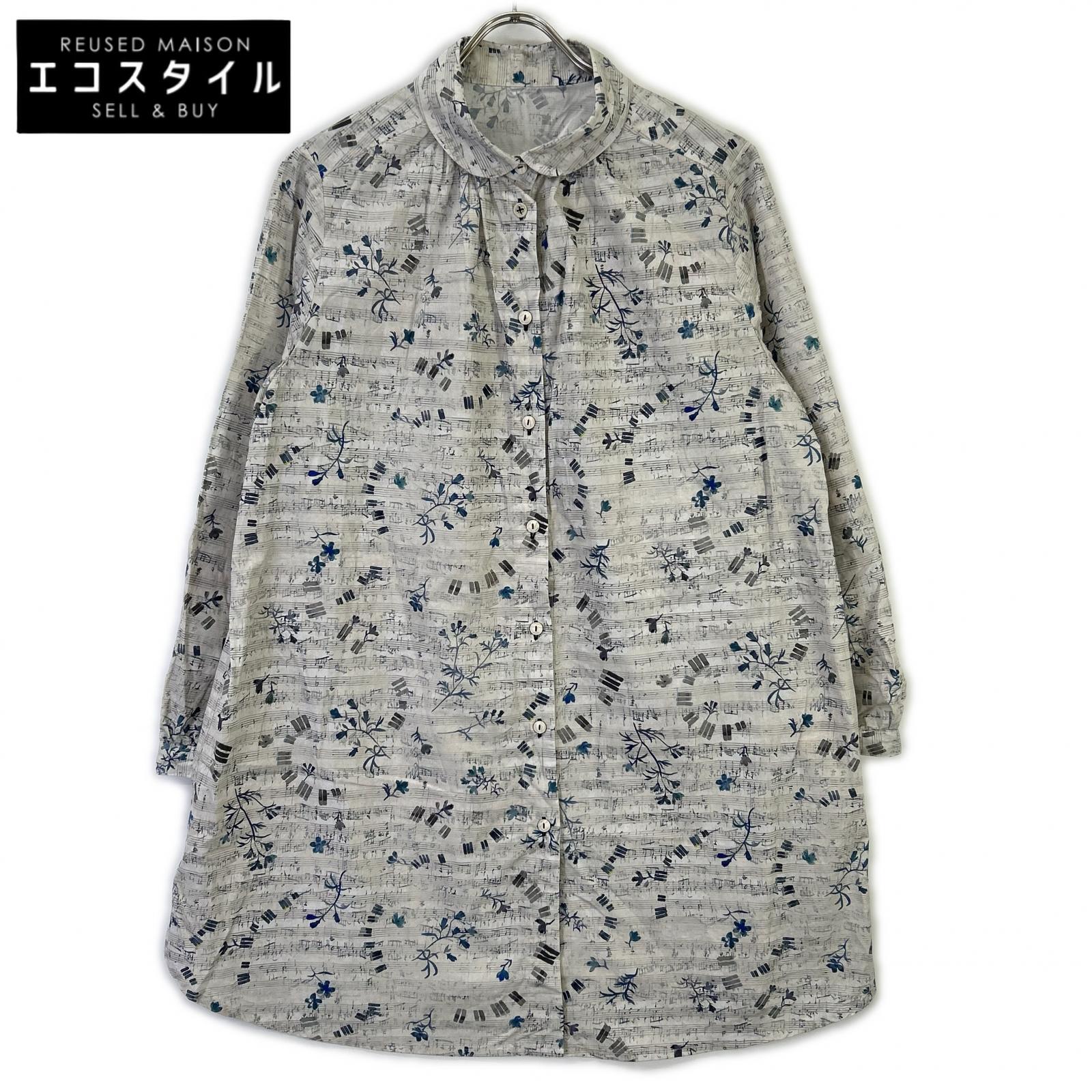 yesterday CROSS イエスタデークロス 【yesterday CROSS】KWYB94709AM グレー 鍵盤と花 フラワー シャツ トップス