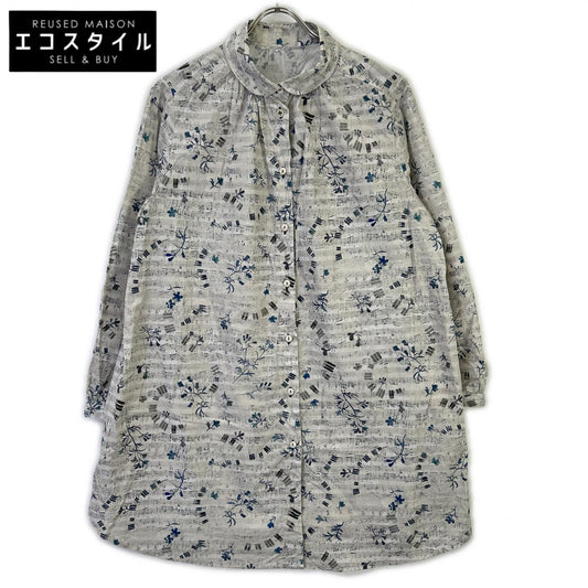yesterday CROSS イエスタデークロス 【yesterday CROSS】KWYB94709AM グレー 鍵盤と花 フラワー シャツ トップス