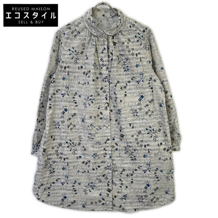 yesterday CROSS イエスタデークロス 【yesterday CROSS】KWYB94709AM グレー 鍵盤と花 フラワー シャツ トップス