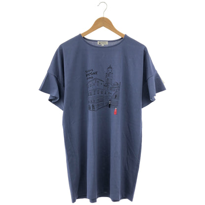 PICONE ピッコーネ P459508 ブルー 袖フリルイラストチュニック トップス
