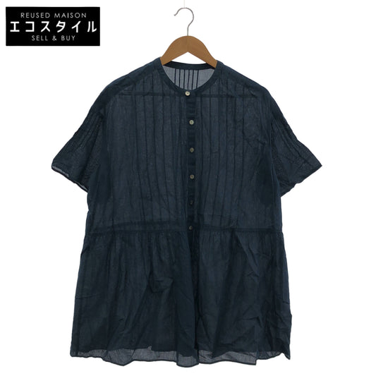 Mademoiselle NON NON マドモアゼルノンノン D0333AFBA717 ネイビー コットン ガーゼ シアーシャツ トップス