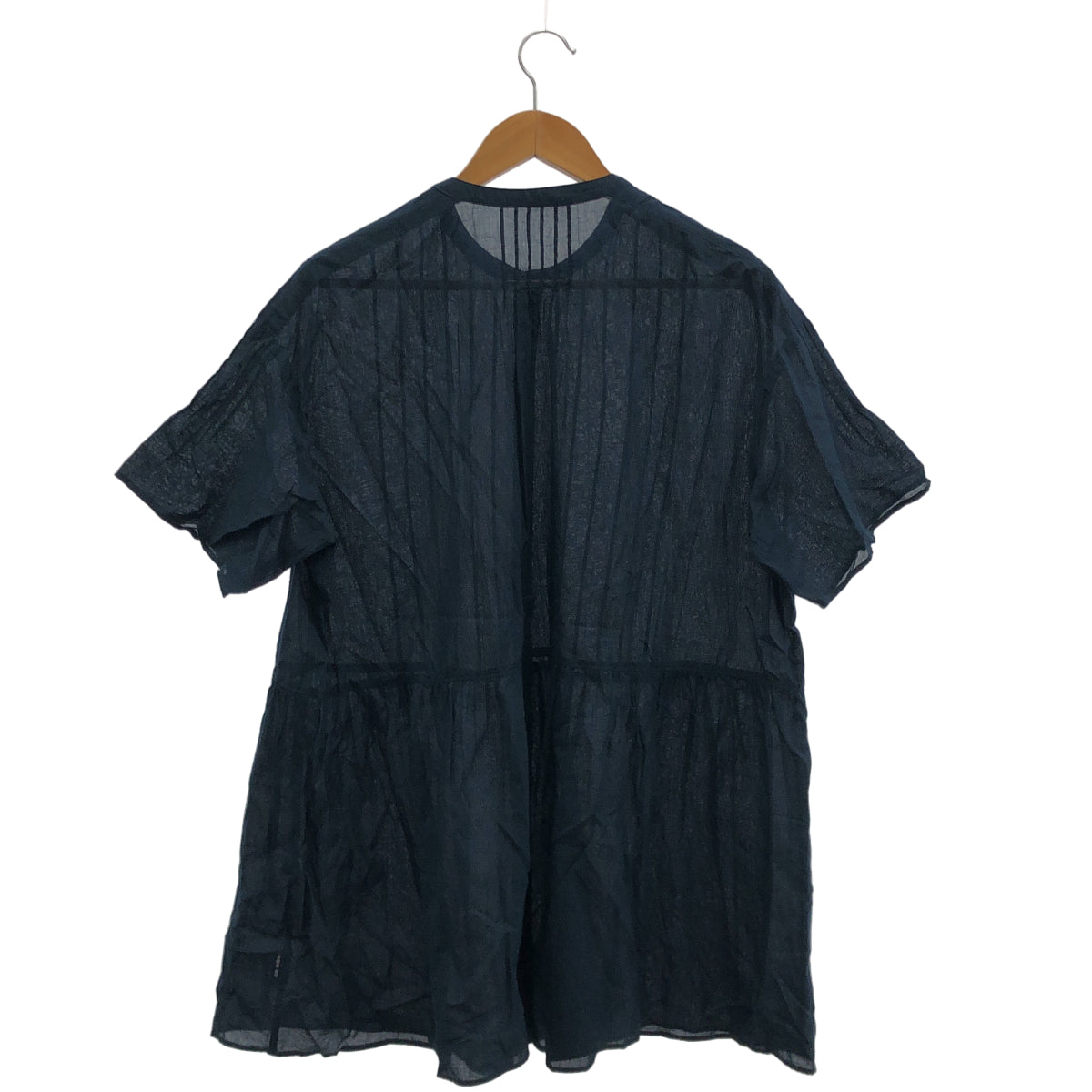 Mademoiselle NON NON マドモアゼルノンノン D0333AFBA717 ネイビー コットン ガーゼ シアーシャツ トップス