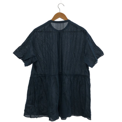 Mademoiselle NON NON マドモアゼルノンノン D0333AFBA717 ネイビー コットン ガーゼ シアーシャツ トップス