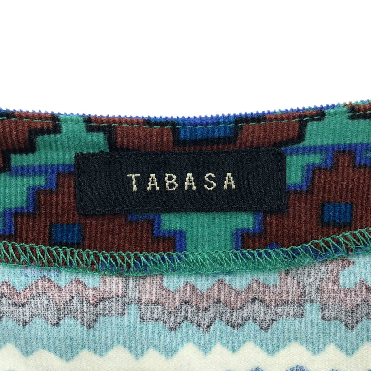 TABASA タバサ D1744FAS017 ブルー ミジンコール×キリムボーダープリントチュニック トップス