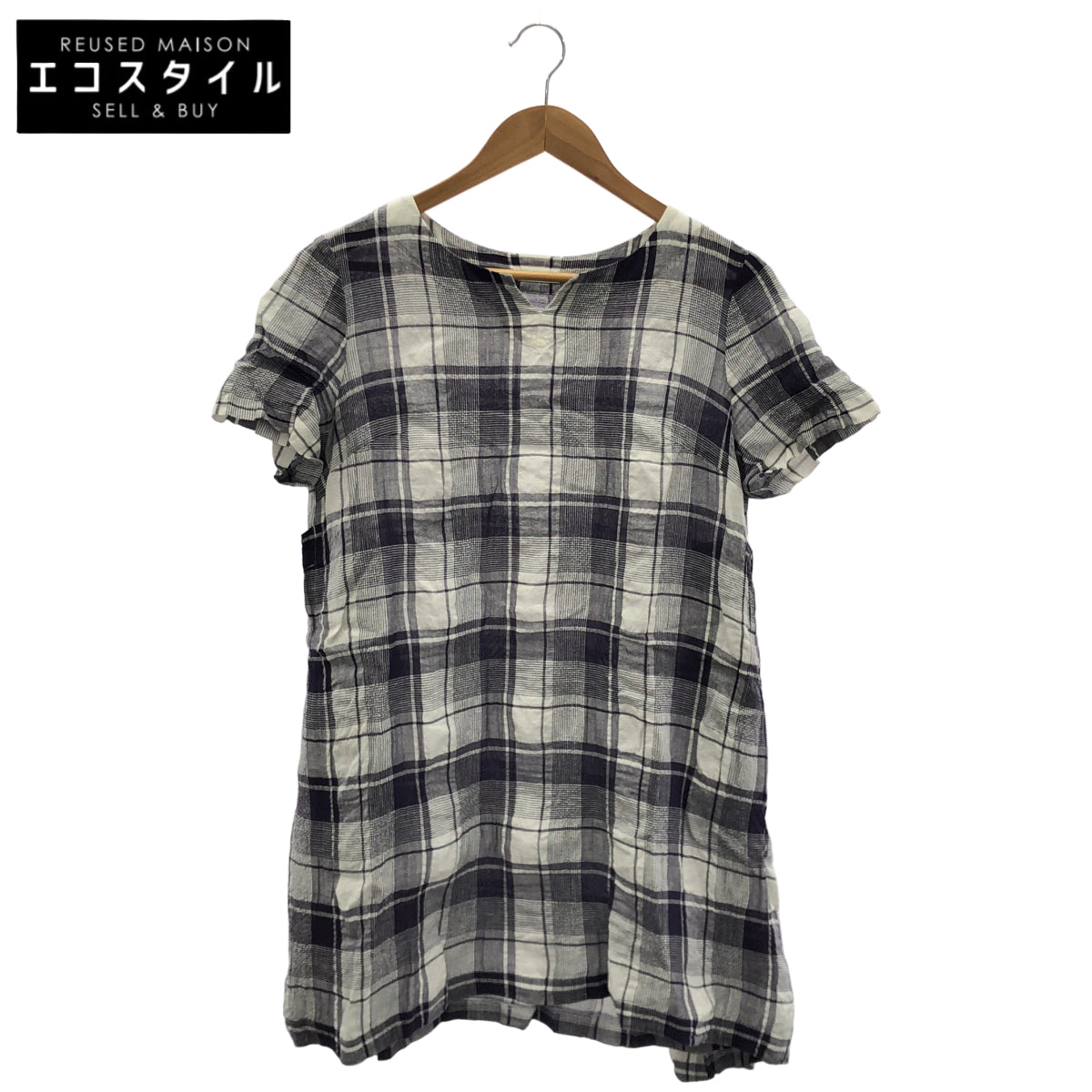 【SALE】 TABASA タバサ D1731FAS019 リネンコットンチェックチュニック トップス