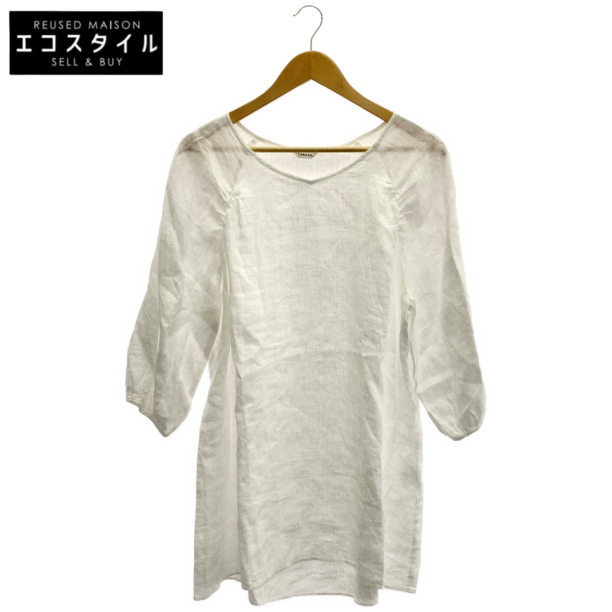 TABASA Tabasa D1751FAS016 White Linen Voile Tunic Top