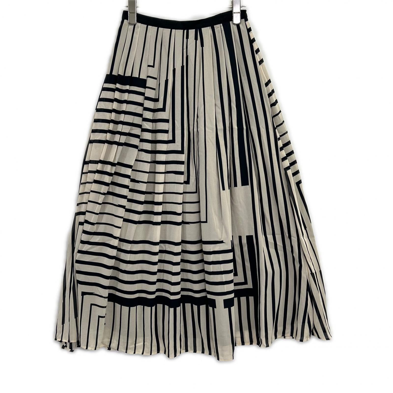 GALERIE VIE beige 25SS striped silk-stretch easy-tuck skirt skirt