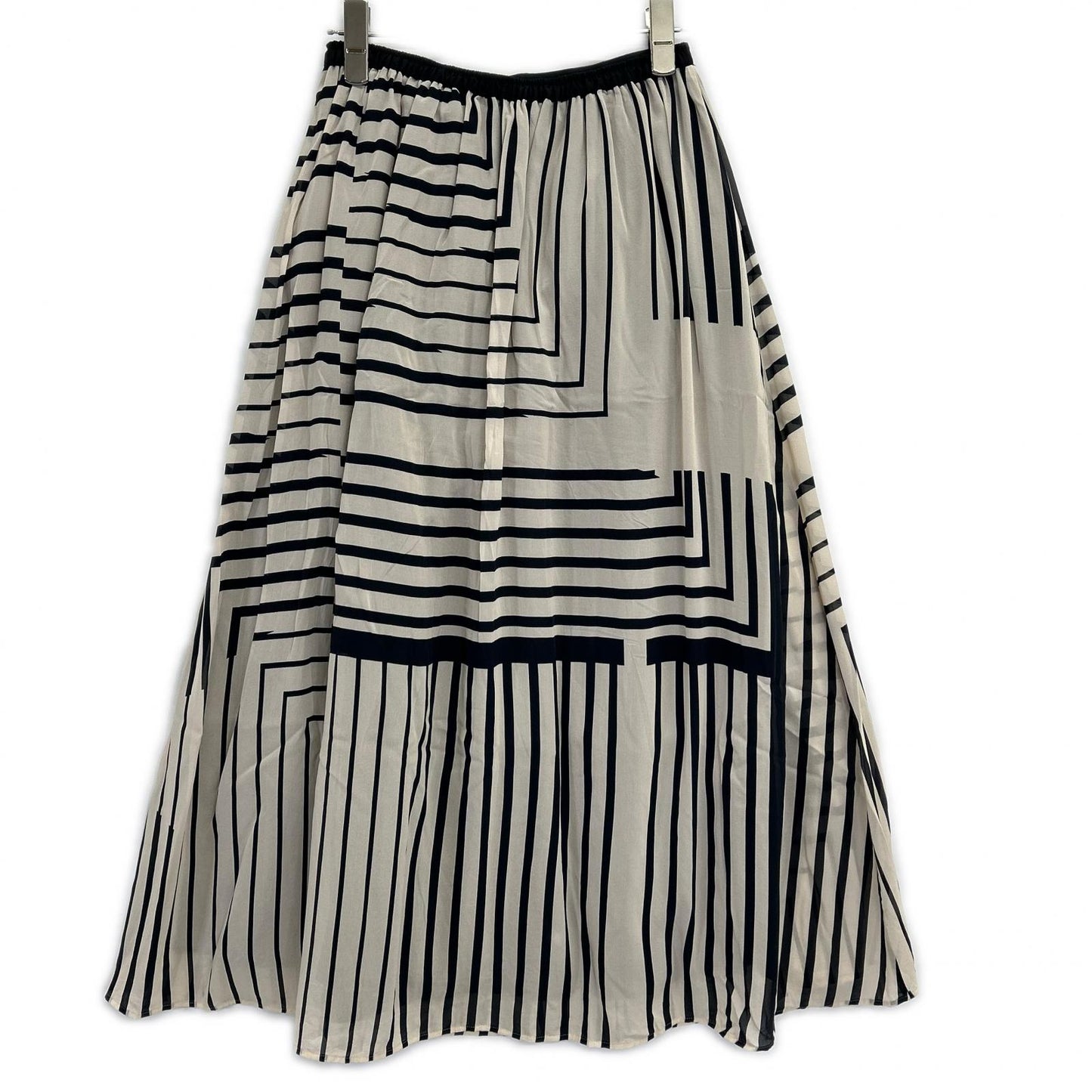 GALERIE VIE beige 25SS striped silk-stretch easy-tuck skirt skirt
