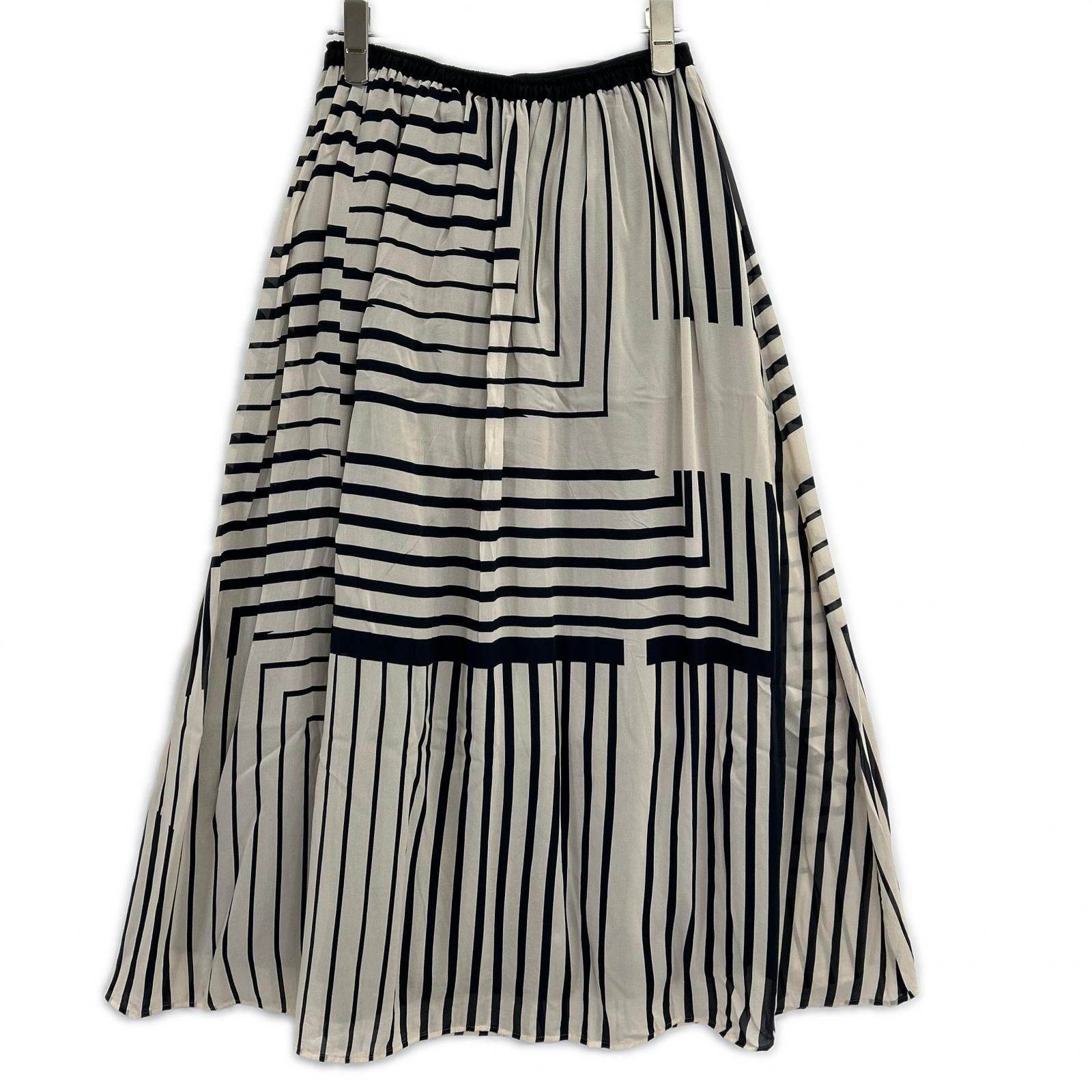 GALERIE VIE beige 25SS striped silk-stretch easy-tuck skirt skirt