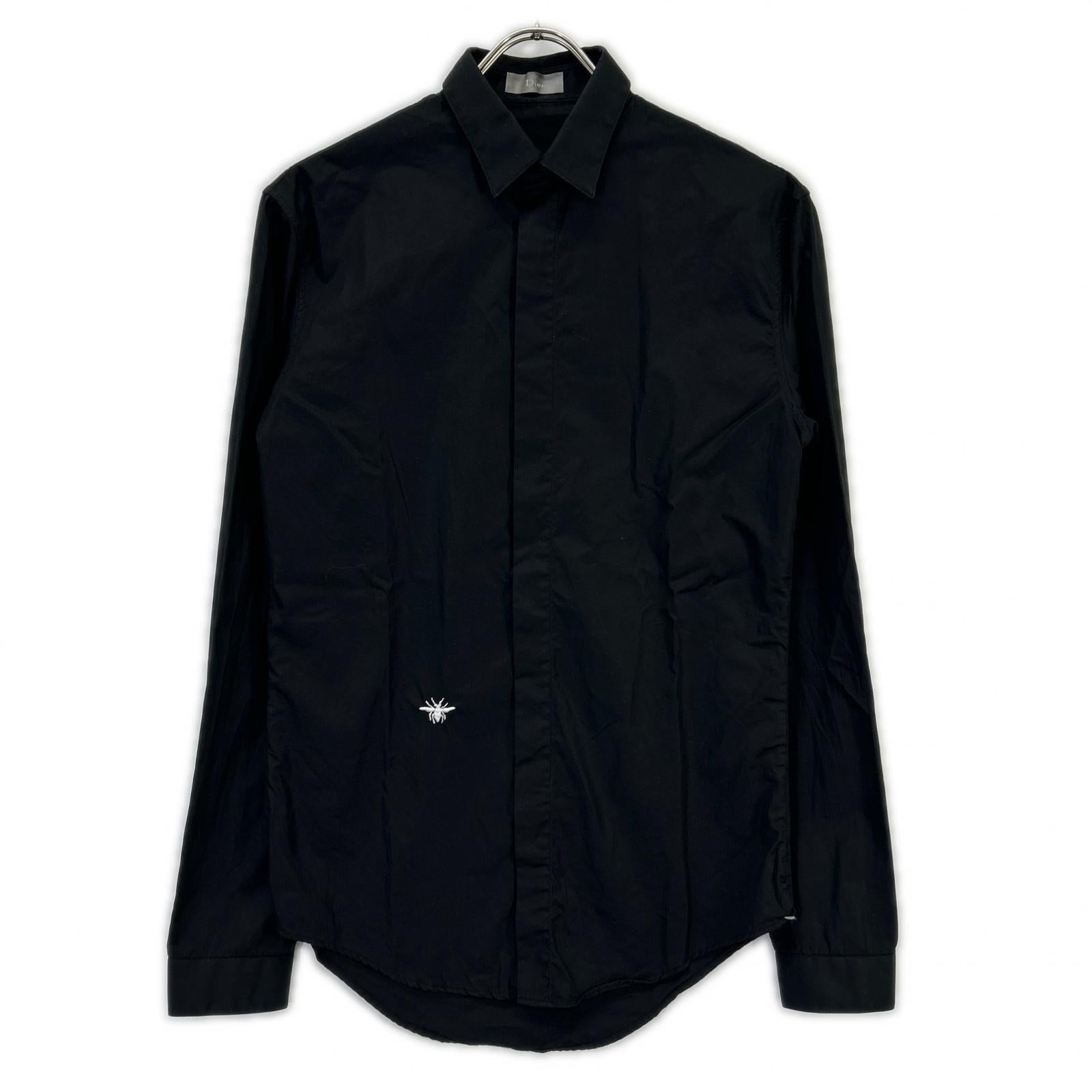 Dior HOMME ディオールオム エディ期　6HH1054699 06AW ブラック ビー刺繍 比翼仕立て ドレスシャツ トップス