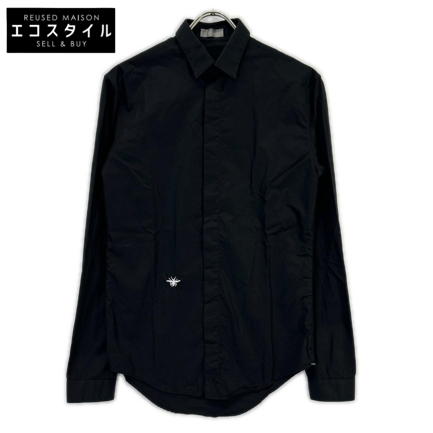 Dior HOMME ディオールオム エディ期　6HH1054699 06AW ブラック ビー刺繍 比翼仕立て ドレスシャツ トップス