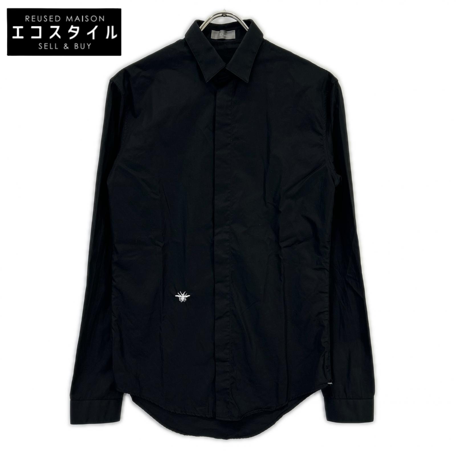 Dior HOMME ディオールオム エディ期　6HH1054699 06AW ブラック ビー刺繍 比翼仕立て ドレスシャツ トップス