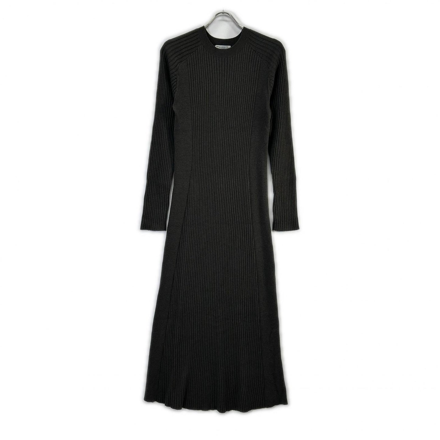 B&Y U-ARROWS ビューティーアンドユース ユナイテッドアローズ チャコール Wardrobe DAILY MINIMAL リブニット フレアワンピース ワンピース