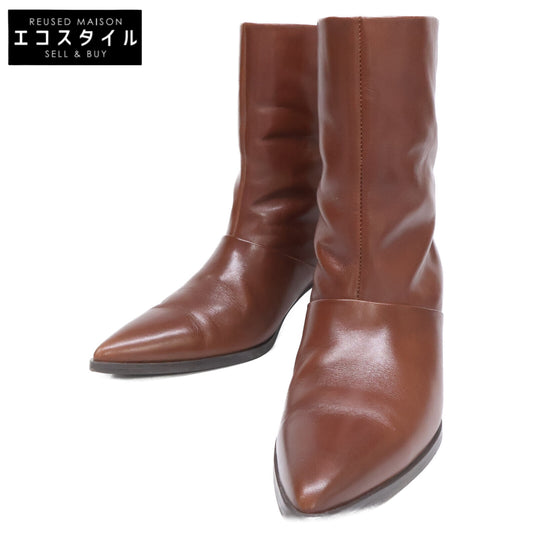 LE TALON ルタロン 【美品】24193820575030 GRISE5.5cm レザーポインテッドルーズショートブーツ シューズ