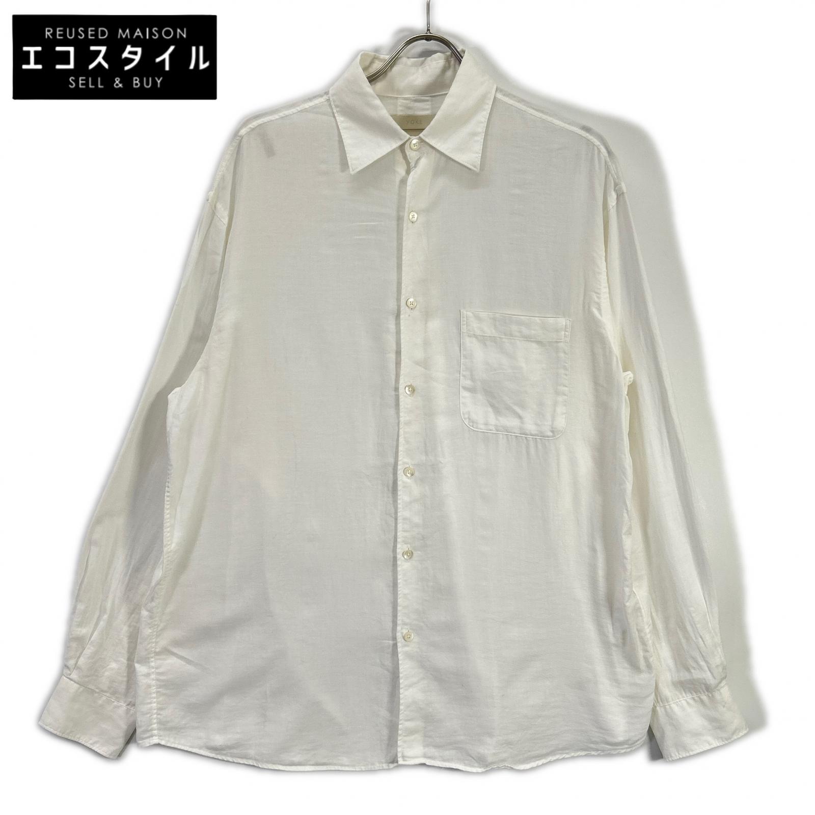 YOKE ヨーク ホワイト GARMENT DYED COTTON SILK TWILL SHIRT トップス
