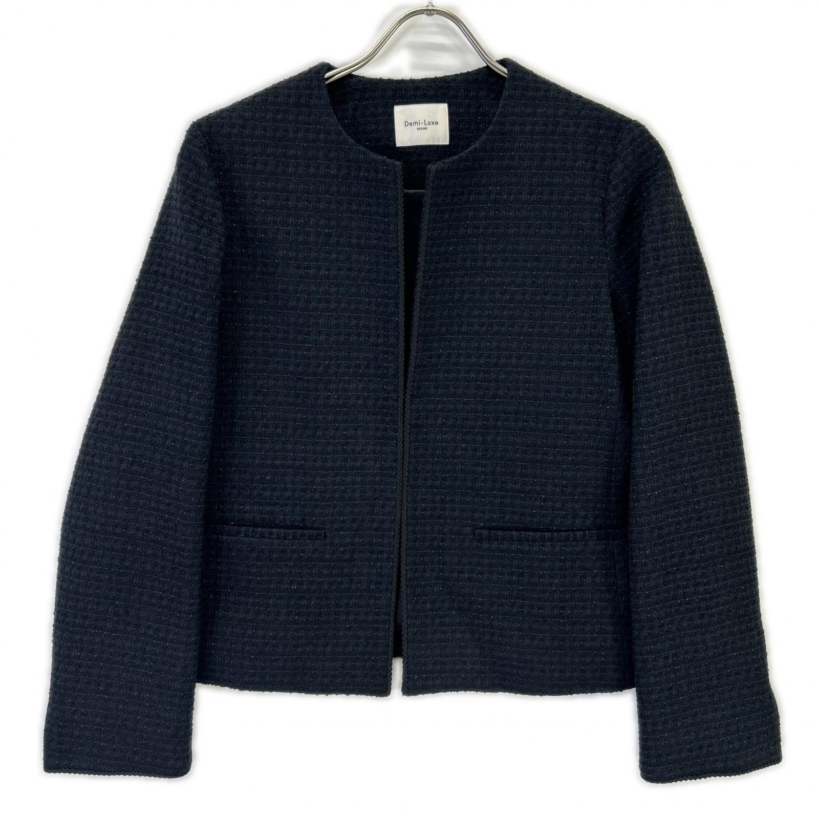 BEAMS ビームス 24SS ネイビー ツイード クルーネック ジャケット ジャケット