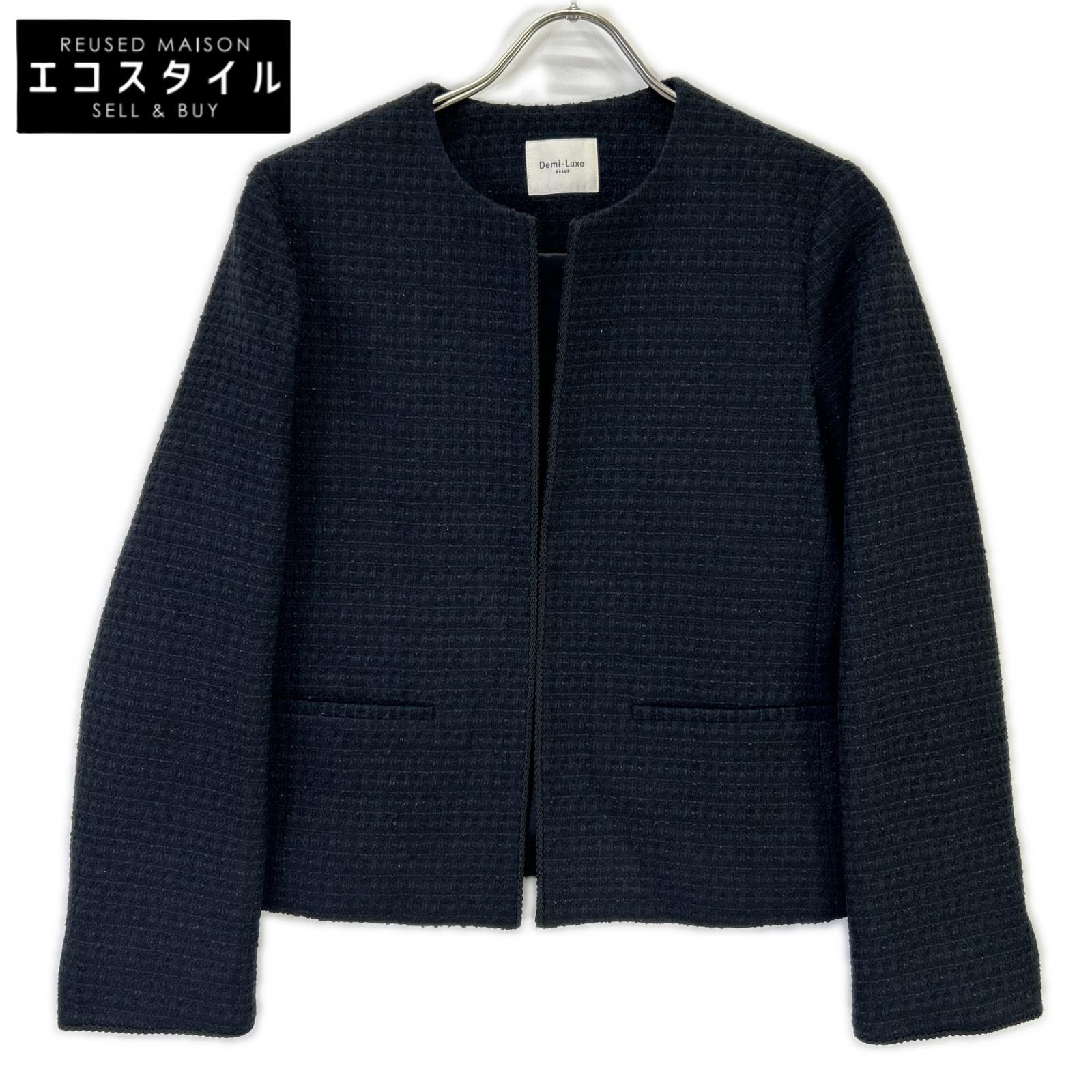 BEAMS ビームス 24SS ネイビー ツイード クルーネック ジャケット ジャケット