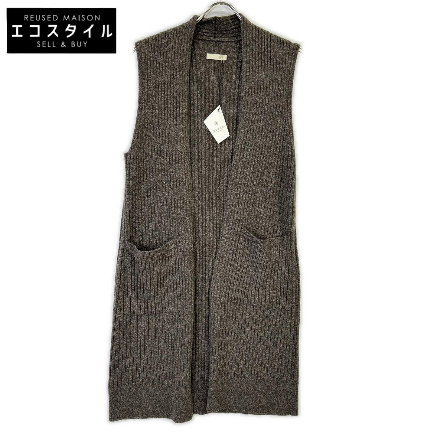 TOYOBOSHI 東洋紡糸 糸衣 TOYA 13IT-PC2622 千茶杢 カシミヤ100 ニット ロング ジレ ベスト
