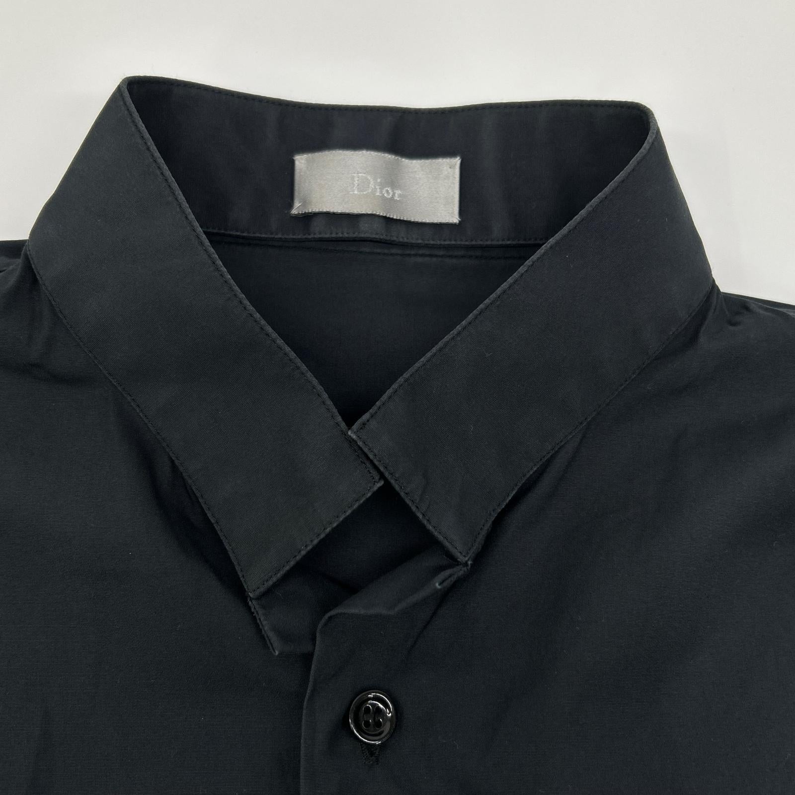 Dior HOMME Navy 163C505A1581 Stand Collar Cotton Broad Dress Shirt