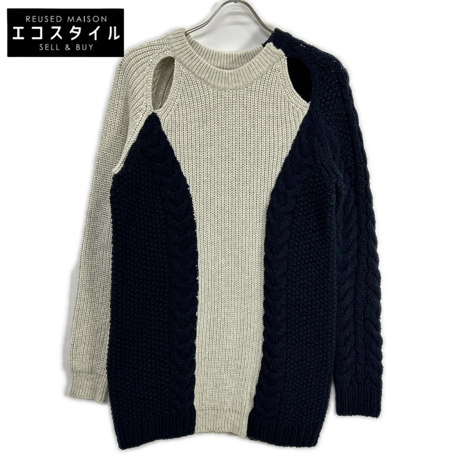 3.1 Phillip lim スリーワンフィリップリム ネイビー×アイボリー ケーブル編みニット トップス トップス