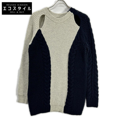 3.1 Phillip lim スリーワンフィリップリム ネイビー×アイボリー ケーブル編みニット トップス トップス