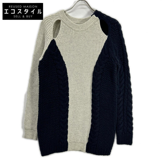 3.1 Phillip lim スリーワンフィリップリム ネイビー×アイボリー ケーブル編みニット トップス トップス